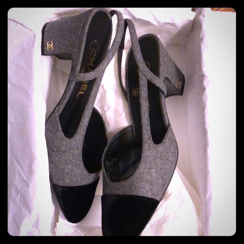 Chanel cap-toe slingbacks